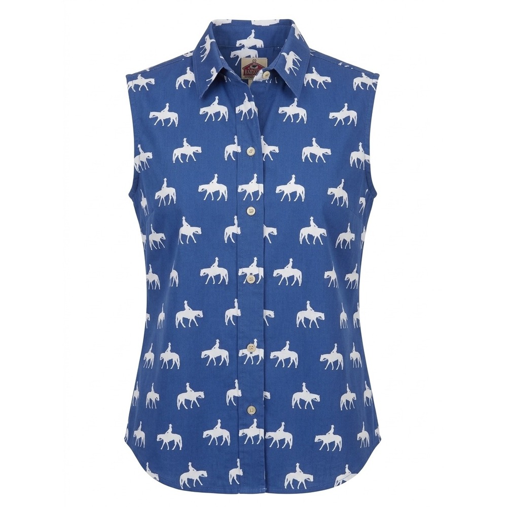 Barn Fly Vintage Horse Print Sleeveless Western Shirt Large Coastal Cowgirl